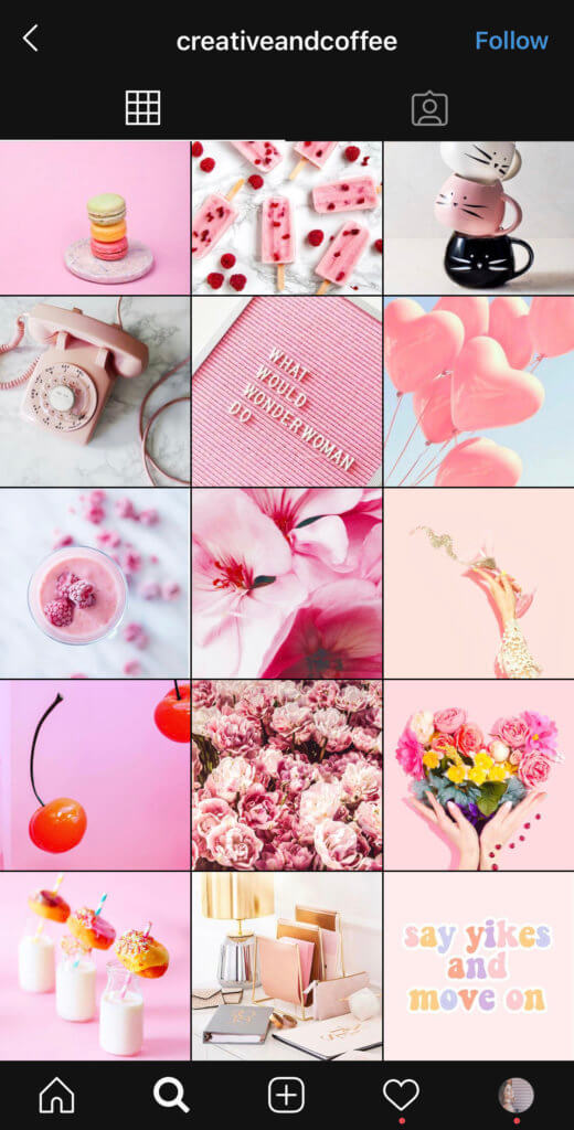monochromatic instagram feed with pops of colors