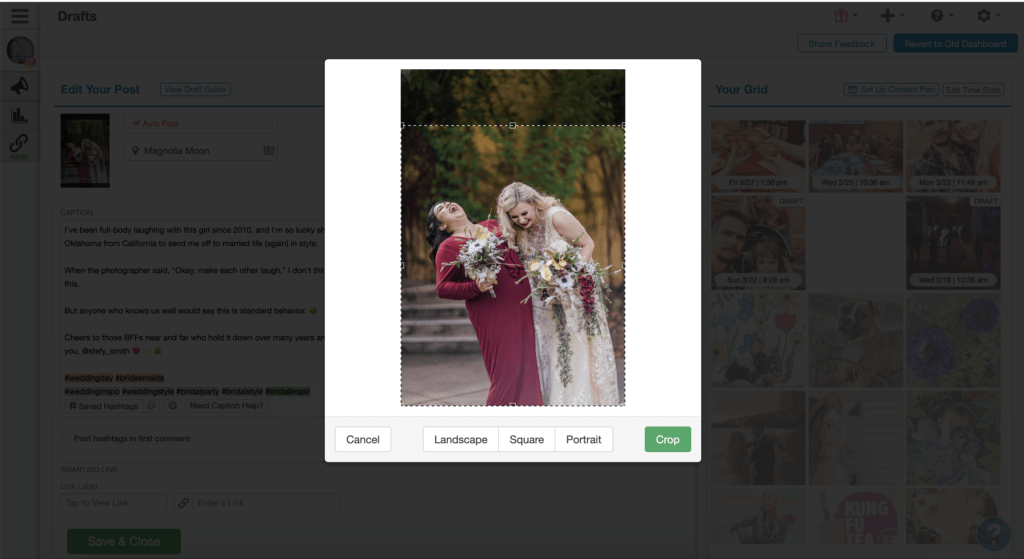 edit your photos and crop to the right dimension with our online Instagram grid planner
