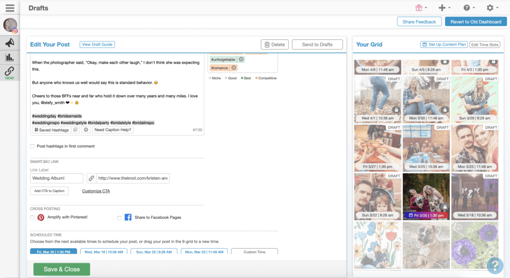 schedule links to your link in bio to auto post to your instagram account