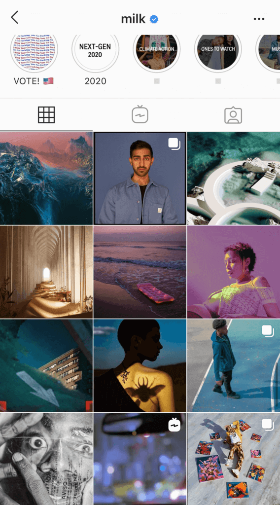 blue and purple instagram grid plan