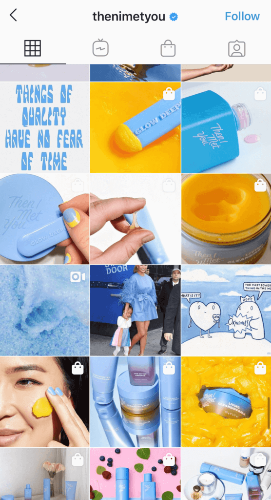 blue and yellow instagram grid plan