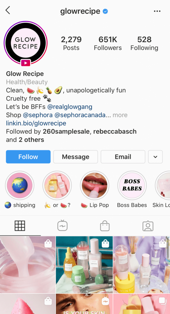 glow recipe bright pastel instagram feed with pink and yellow grid plan