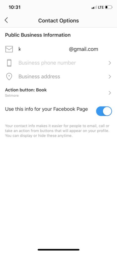 Instagram action button: Book integration