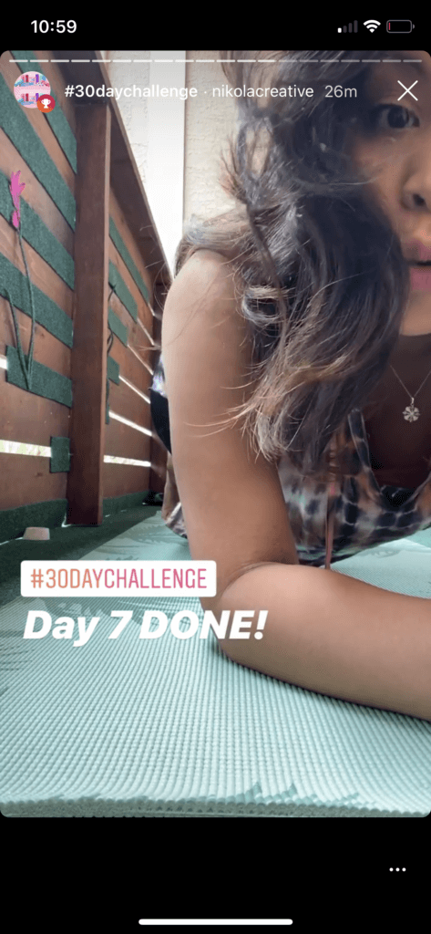 30 day plank challenge on Stories