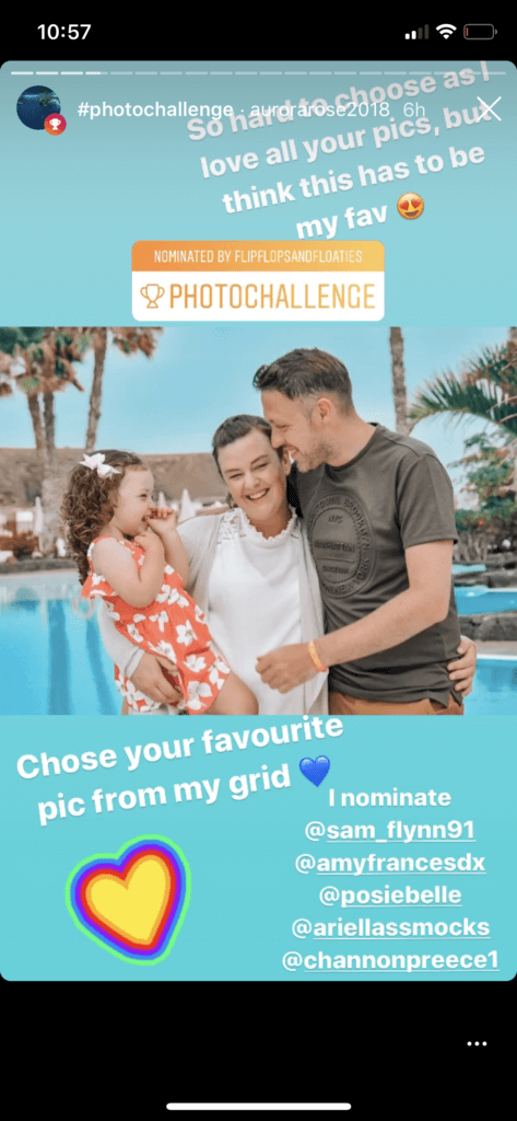Family photo at resort on Insta Stories