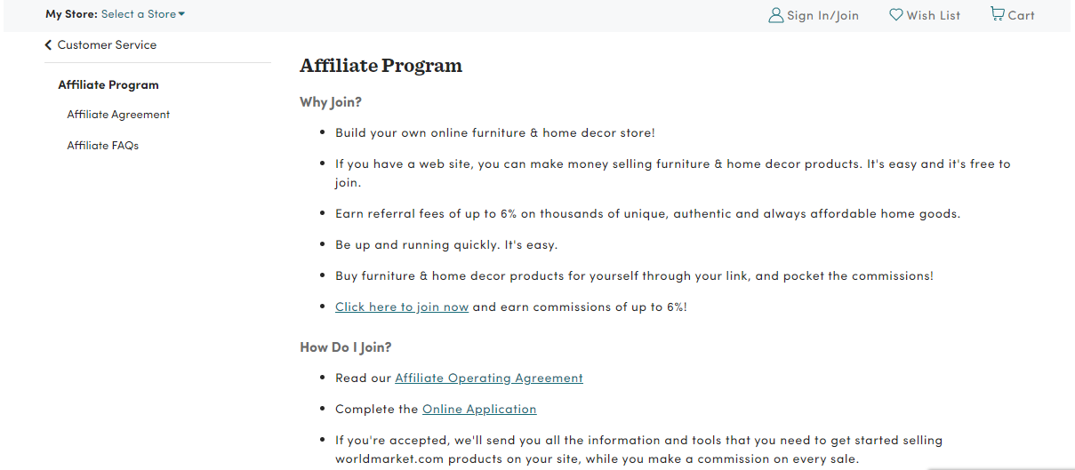 how to join world market affiliate program