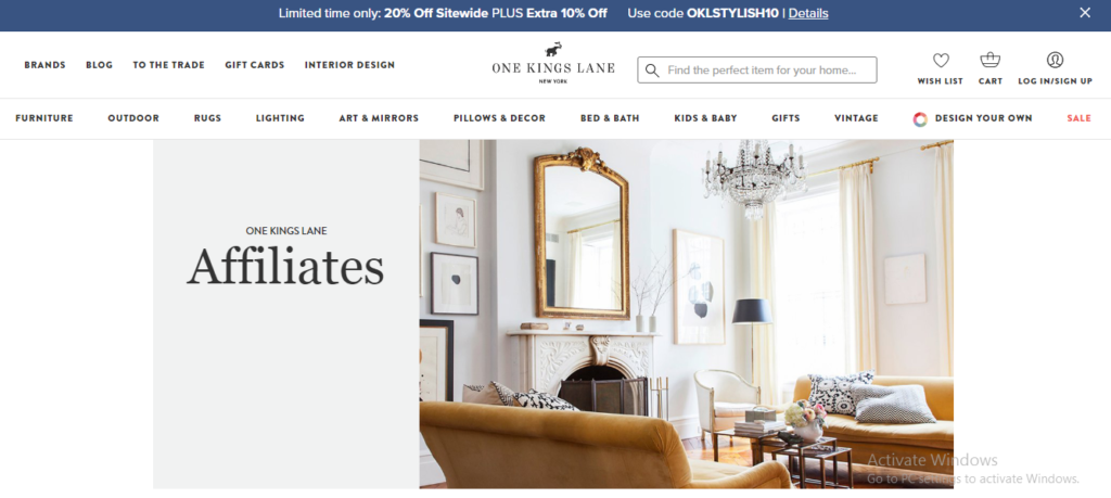 Affiliate marketing with One Kings Lane