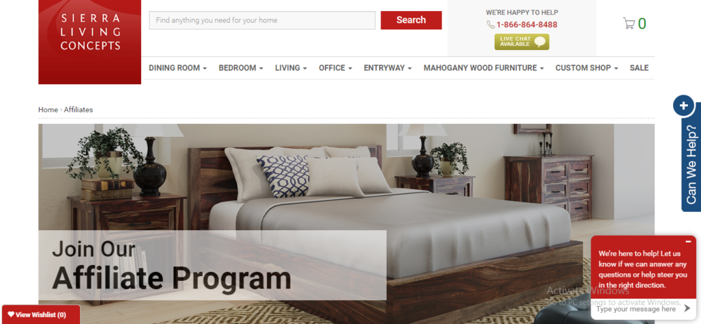 Sierra Living Concepts affiliate program landing page