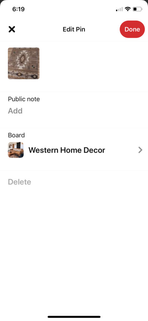 delete a pin on pinterest mobile by selecting edit and then delete