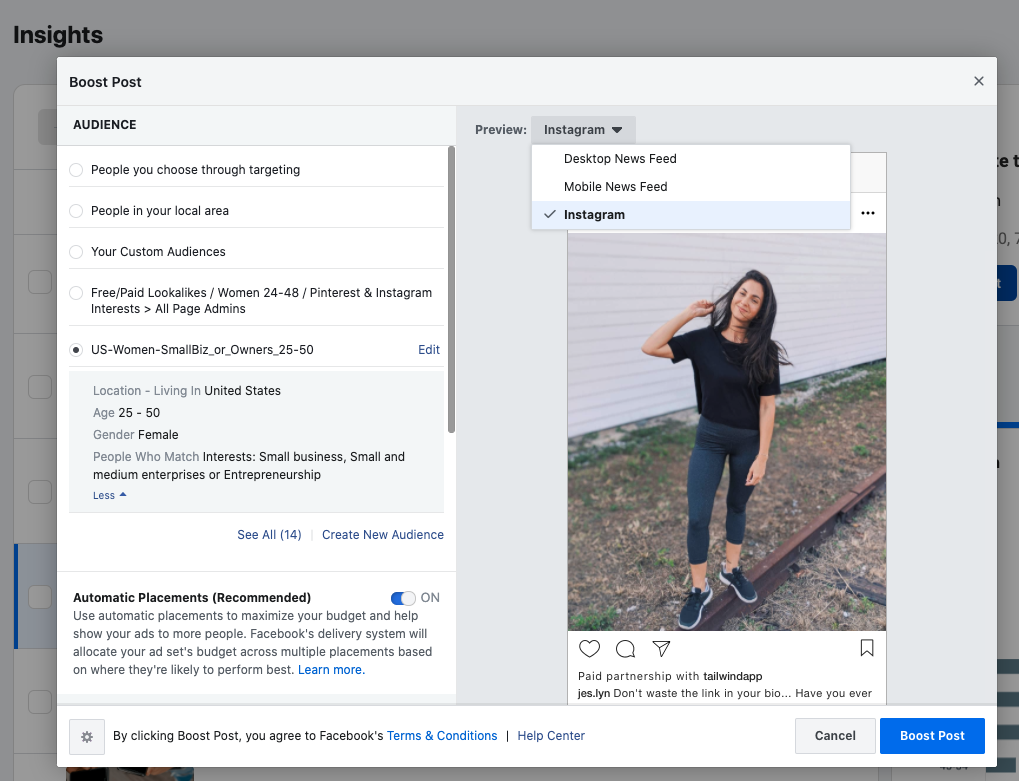 Preview branded content tool on Instagram ads