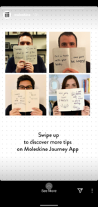 Moleskine Instagram Story with See More link