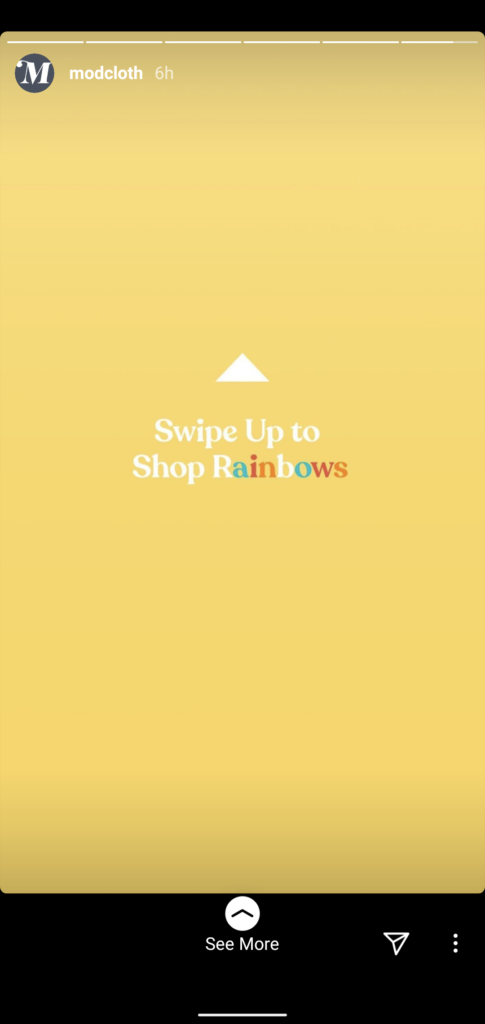 Modcloth swipe up Instagram Story