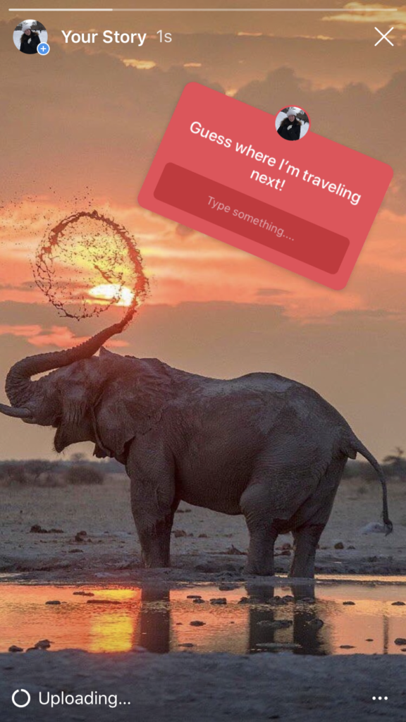 'Guess where I'm traveling next!' Instagram Story