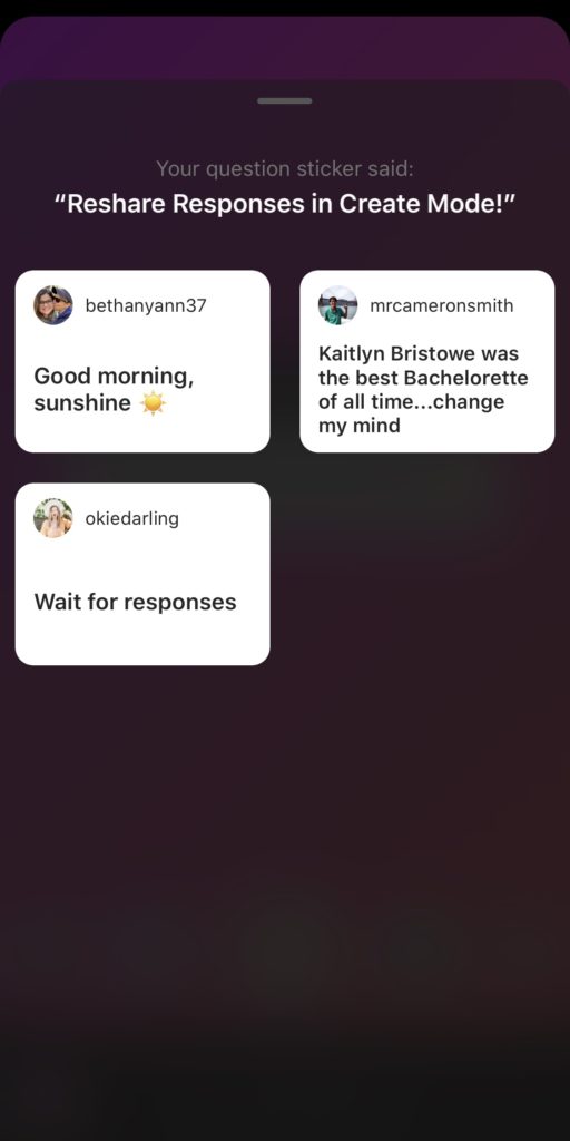 view responses and share from instagram questions sticker