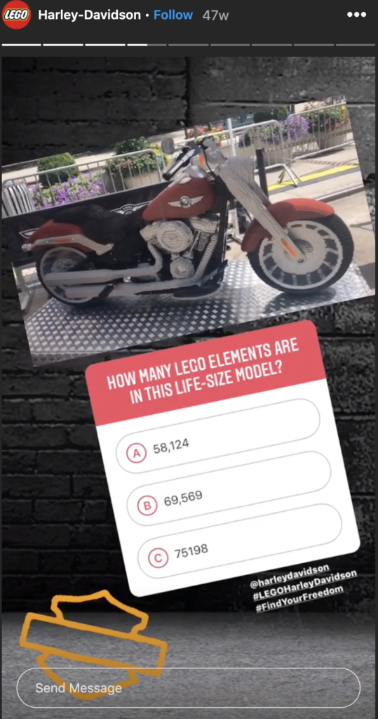 LEGO asks Instagram followers to answer a question as part of a giveaway