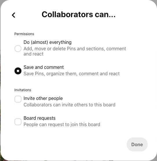 how to allow requests to join group boards on Pinterest