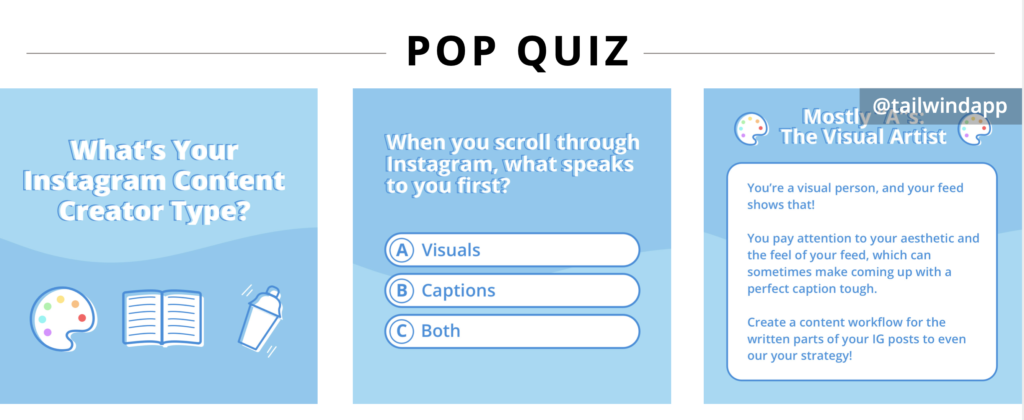 Create an engaging quiz on Instagram with multiple slide template