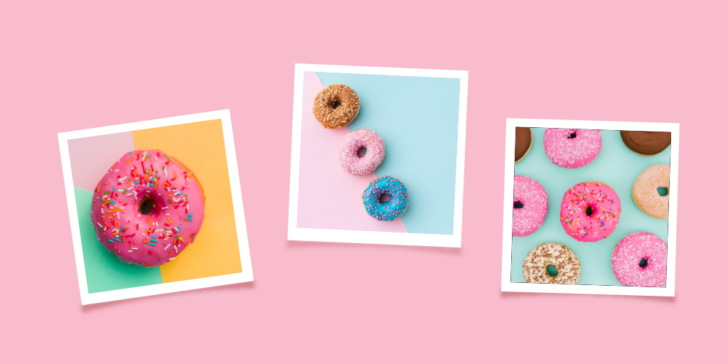How to Post Instagram Carousels with Tailwind - three polaroids of donuts on pink background