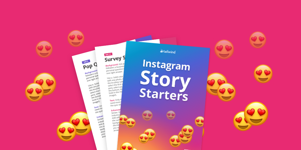 copy of Tailwind Instagram Story Template offer on pink background with heart eye emojis around