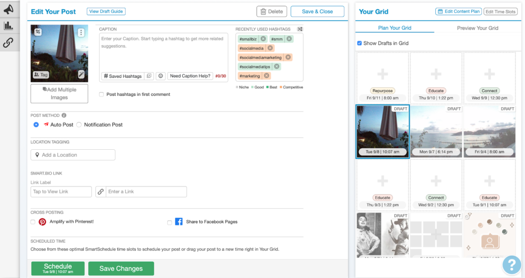 Planning Instagram 3 pictures online with Tailwind for Instagram scheduler