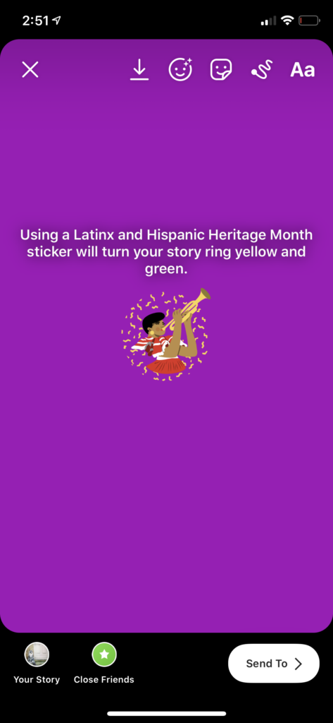 Latinx and Hispanic Heritage Month Sticker on Instagram