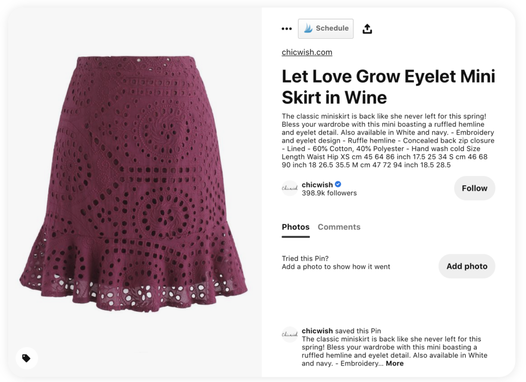 Product description Chicwish