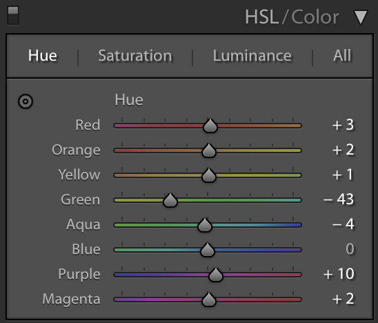 HSL panel in Lightroom