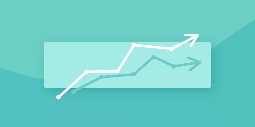 Line graph on aqua background