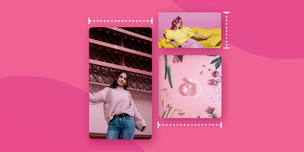 Instagram image sizes on pink background