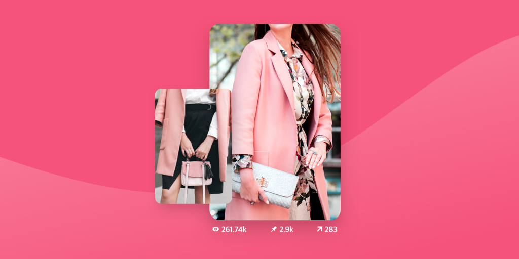Pinterest engagement metrics on pink background