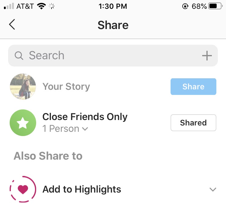 Add Story to highlights from Instagram share options