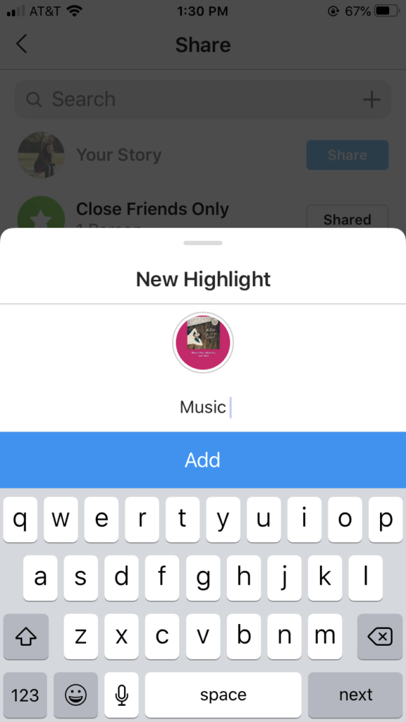 Name Instagram highlight option