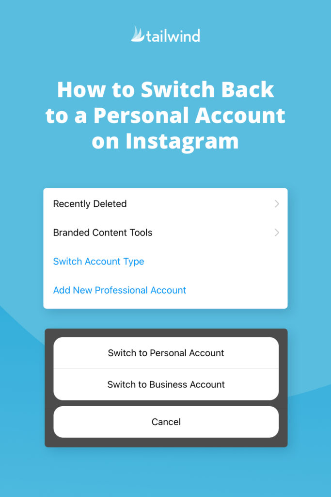 How to Switch Back to a Personal Account on Instagram Tailwind App