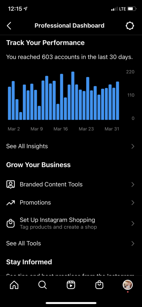Detailed Instagram Creator Account insights in the Professional Dashboard