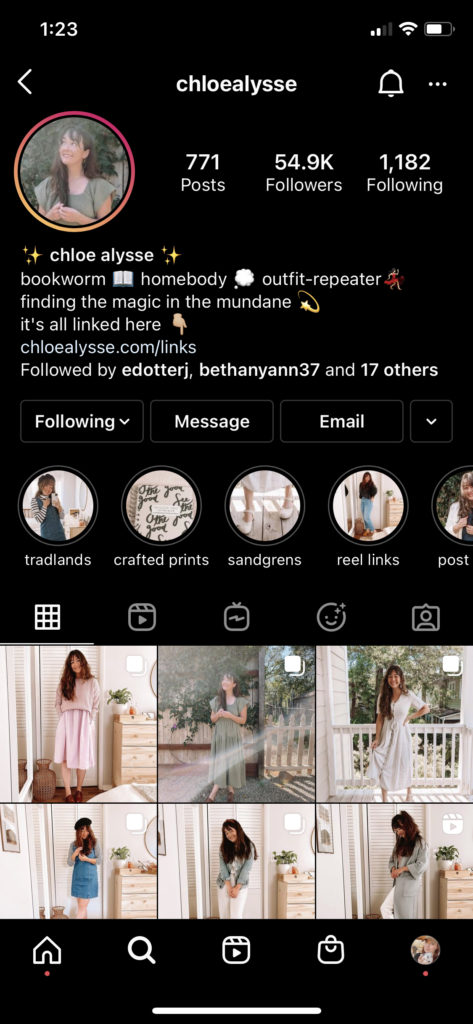 Profile of Chloe Alysse on Instagram, fashion blogger and Creator