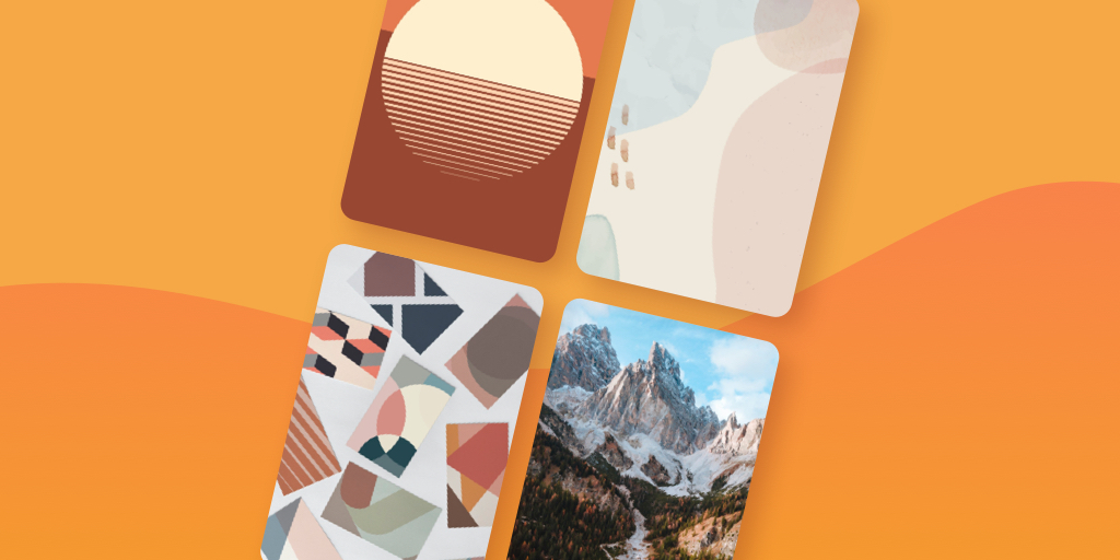 Design swatches on an orange background
