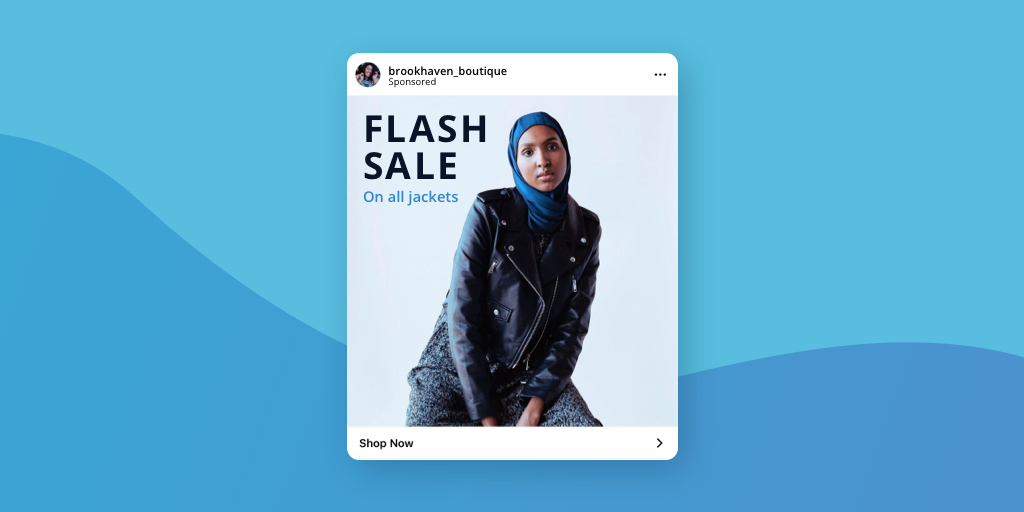 Shoppable Instagram Post on blue background