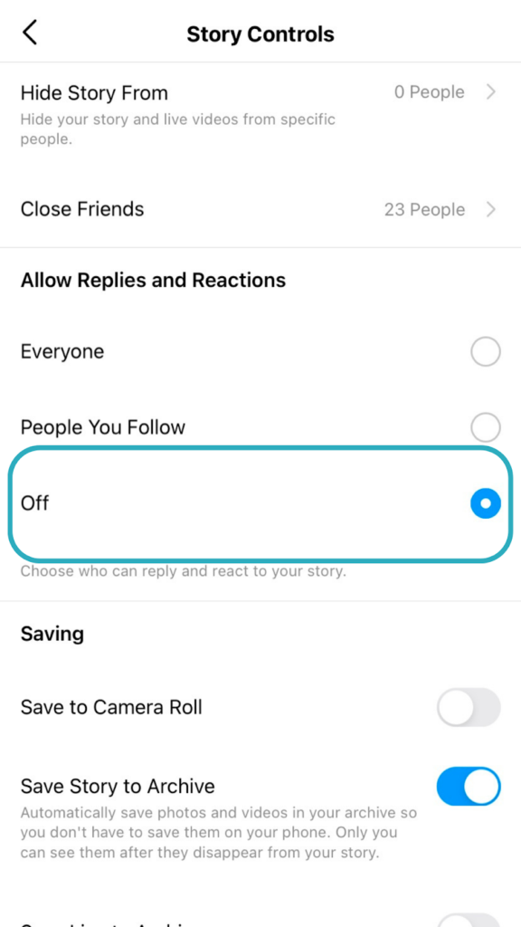 Instagram Live settings - turning off comments and reactions