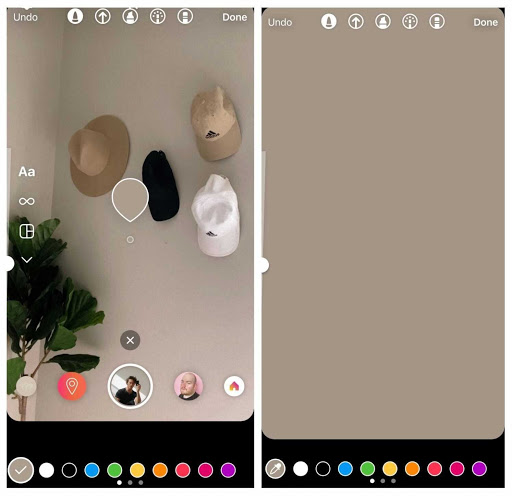 Changing background color on Instagram Stories with dropper tool 