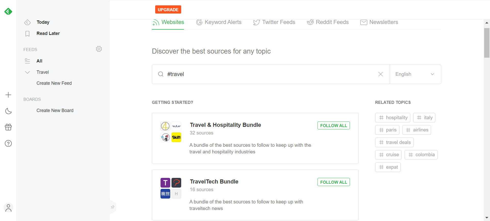 Feedly screenshot "20 Must Have Social Media Marketing Tools" blog post