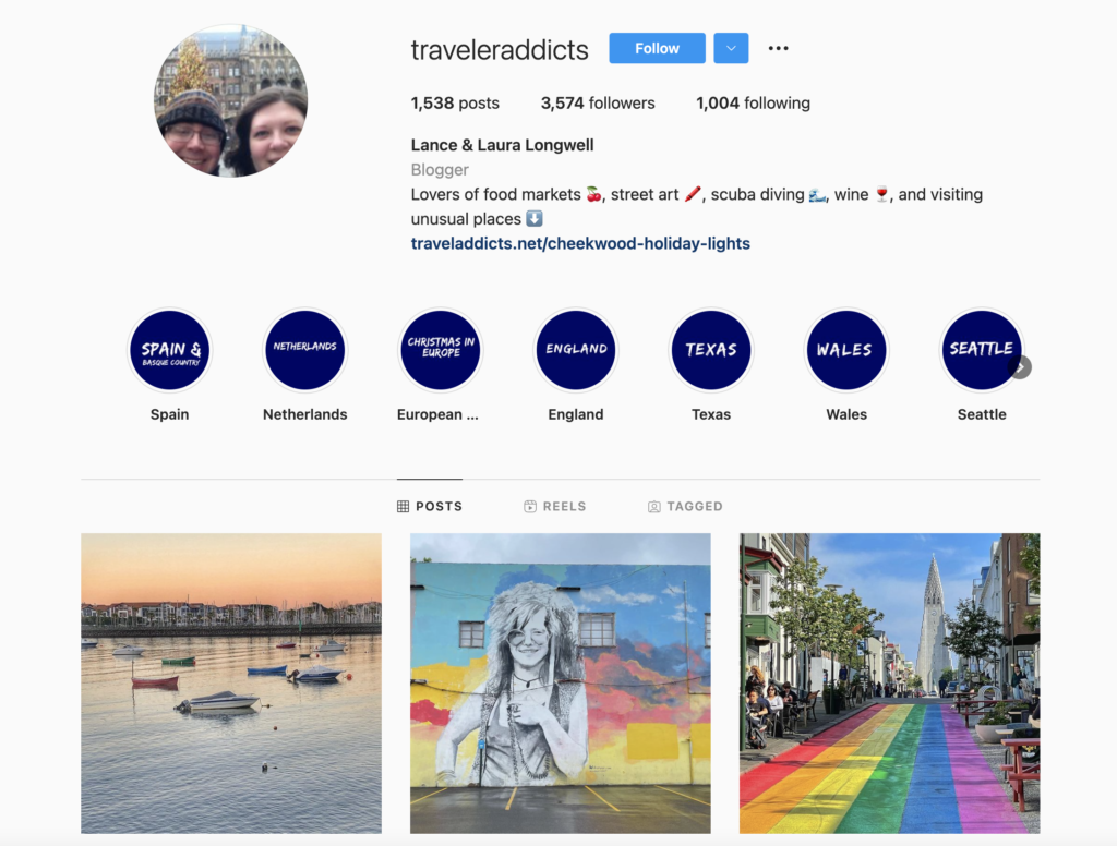 Travel Addicts Instagram account screenshot