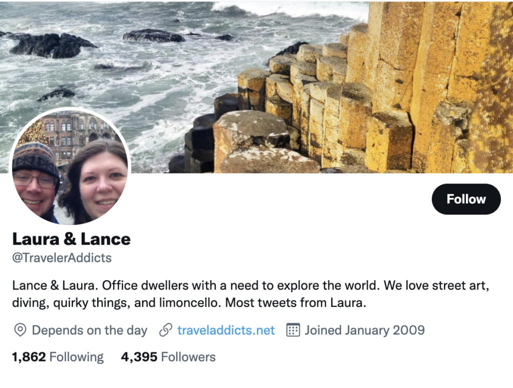Travel Addicts twitter account screenshot