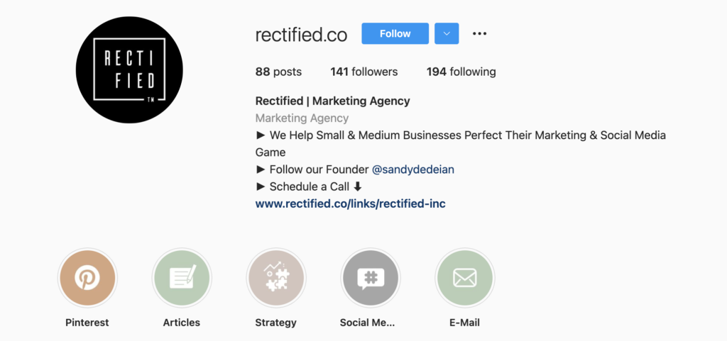 Rectified Case Study Instagram screenshot