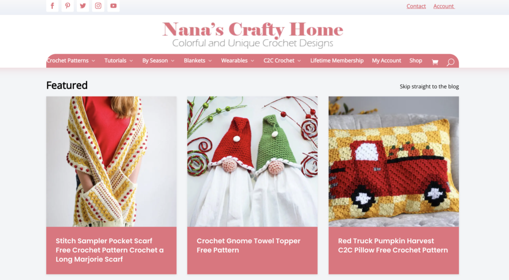 Nana's Crafty Home Case Study website