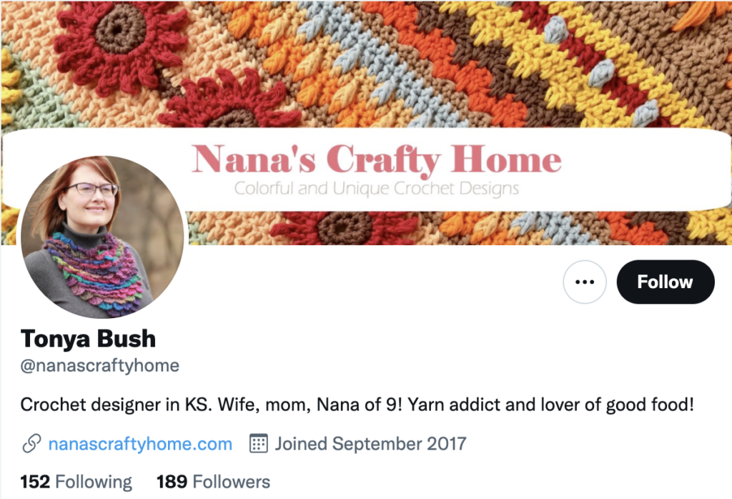 Nana's Crafty Home Case Study twitter screenshot