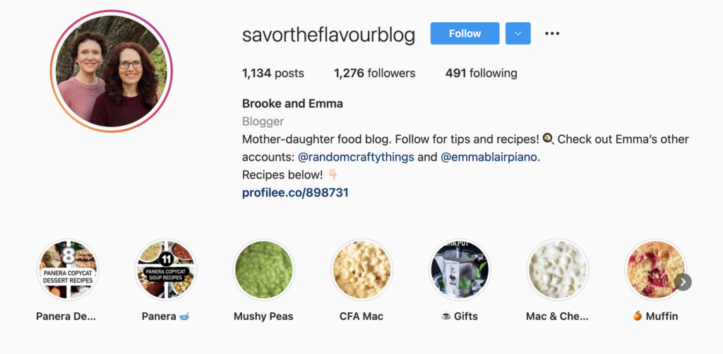 Savor the Flavour case study Instagram screenshot