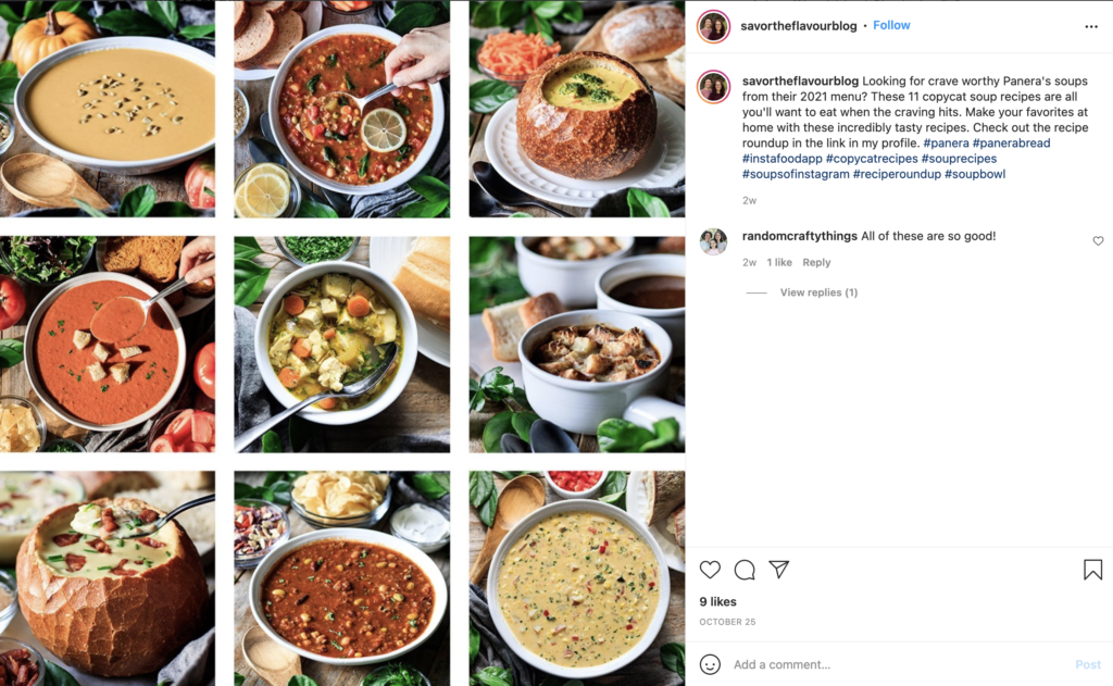 Savor the Flavour case study Instagram photo screenshot