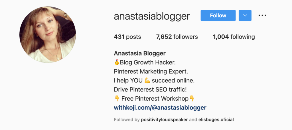 Anastasia Blogger case study Instagram