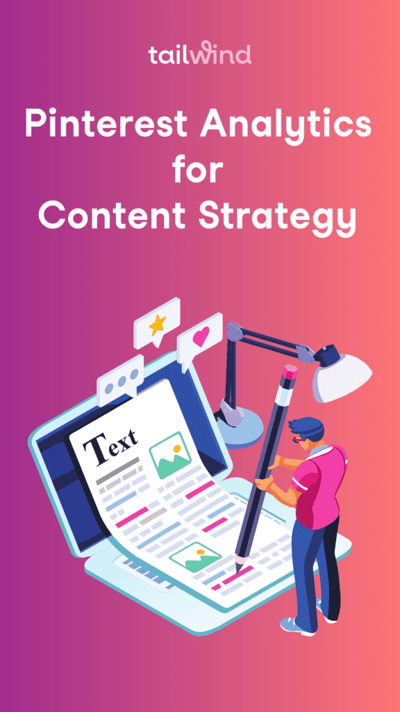 Graphic of an open laptop with a miniature man standing in front of it using a giant pencil to fill in an analytics form on a magenta and salmon background with the title of the blog post in white font.